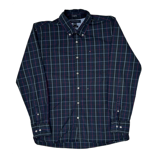 Vintage Tommy Hilfiger Checked Shirt - Large Navy Cotton