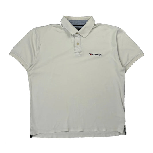 Tommy Hilfiger Polo Shirt - Large White Cotton