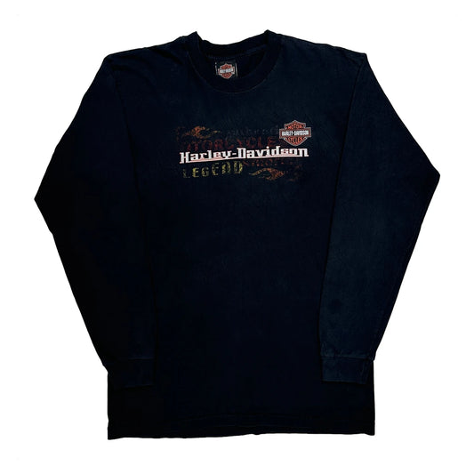 Ft. Lauderdale Harley Davidson Graphic Long Sleeve T-Shirt - Large Black Cotton