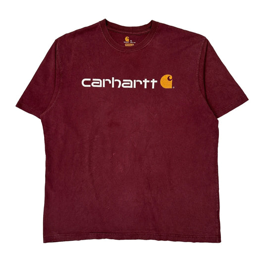 Carhartt Spellout T-Shirt - XL Burgundy Cotton