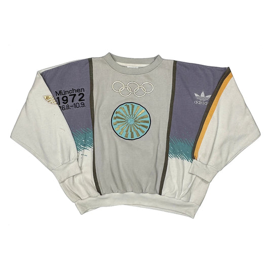 1972 Munchen Olympics Adidas Graphic Sweatshirt - XL Cream Cotton