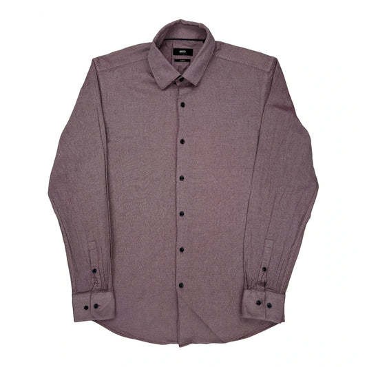 Boss Slim Fit Shirt - Medium Burgundy Cotton