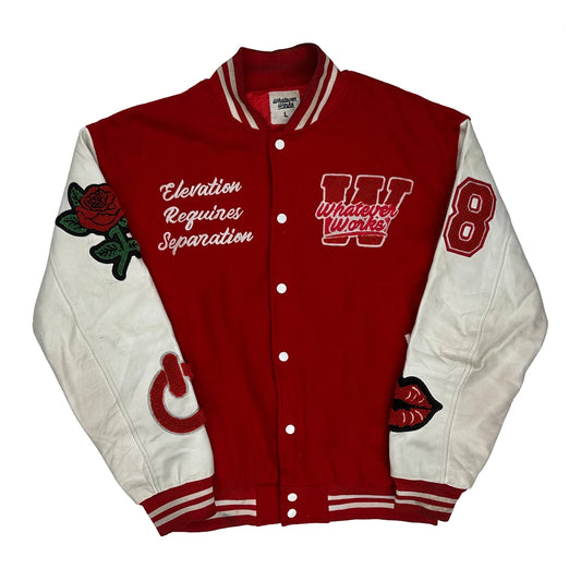 Culprit Whatever Works Varsity Jacket - Large Red Leather