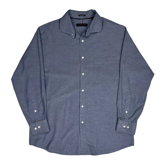 Tommy Hilfiger Shirt - Large Blue Cotton Blend