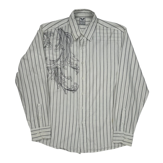 Avirex Striped Shirt - Large Black Cotton