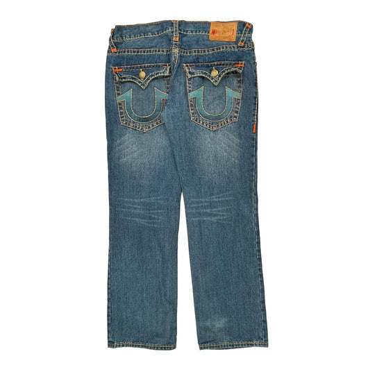 True Religion Contrast Stitch Jeans - 38W 34L Blue Cotton