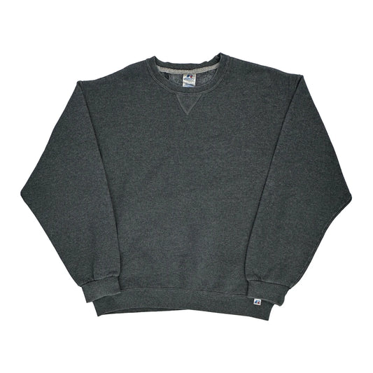 90S Blank Russell Athletic Sweatshirt - Large Grey Cotton Blend