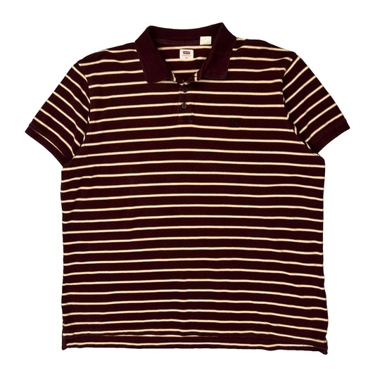 Levis Striped Polo Shirt - XL Burgundy Cotton
