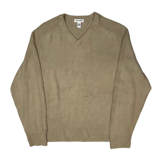 Calvin Klein Jumper - XL Beige Cotton Blend