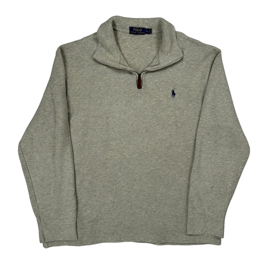 Polo By Ralph Lauren 1/4 Zip - Large Gray Cotton