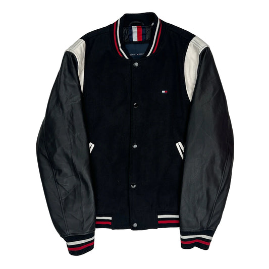 Tommy Hilfiger Varsity Jacket - XL Black Leather