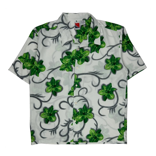 Unbranded Floral Hawaiian Shirt - XL Green Polyester
