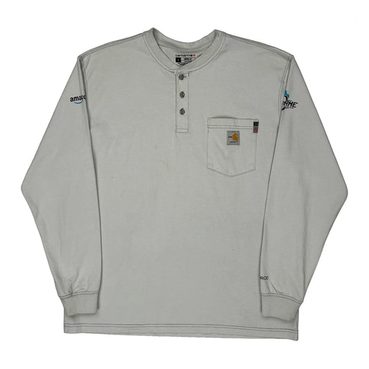 Carhartt Long Sleeve T-Shirt - Large Cream Cotton