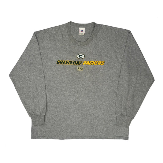 Vintage Green Bay Packers Nfl Long Sleeve T-Shirt - 2XL Grey Cotton Blend