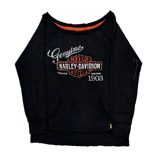 Harley Davidson Graphic Long Sleeve T-Shirt - Small Black Cotton