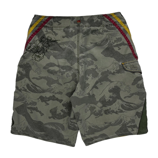 Quiksilver Camo Board Shorts - 33W 10L Grey Polyester