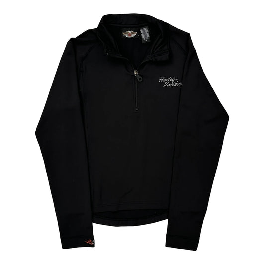 Vintage Harley Davidson 1/4 Zip - Medium Black Polyester