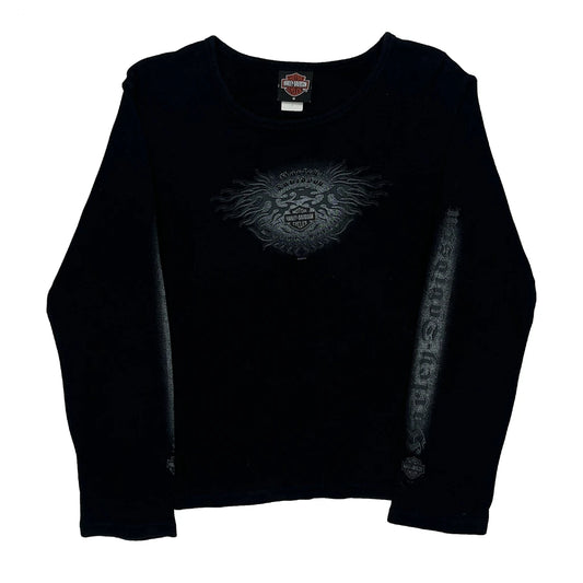 Daytona Beach, Fl Harley Davidson Graphic Long Sleeve T-Shirt - Medium Black Cotton