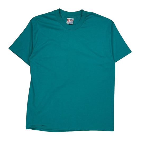 Castle And Knight Drawing Hanes Single Stitch T-Shirt - Large Green Cotton Blend
