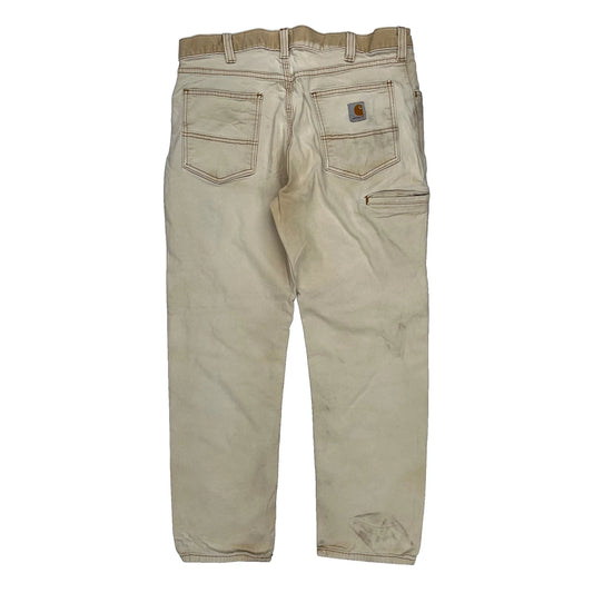 Carhartt Carpenter Trousers - 34W 29L Beige Cotton