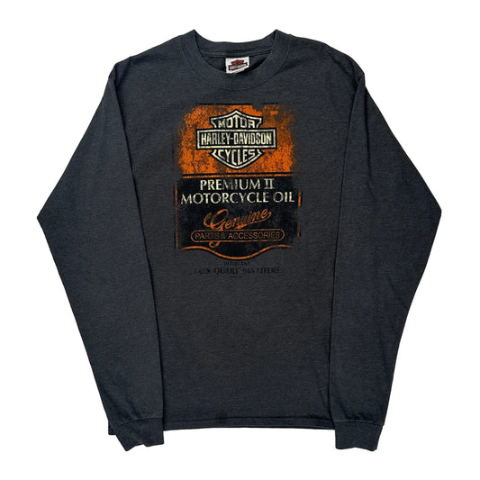 Pocono Mountain Harley Davidson Graphic Long Sleeve T-Shirt - Medium Grey Cotton