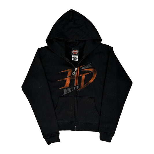 Harley Davidson Graphic Hoodie - Small Black Cotton Blend
