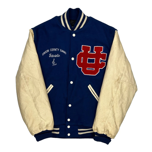 Union County Band Holloway College Varsity Jacket - Medium Blue Wool Blend