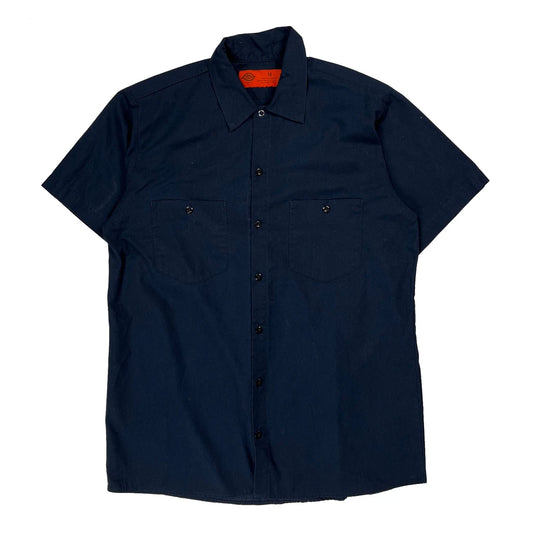 Dickies Short Sleeve Shirt - Medium Navy Polyester Blend