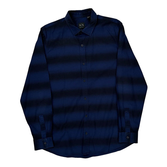 Armani Exchange Striped Shirt - Large Blue Cotton