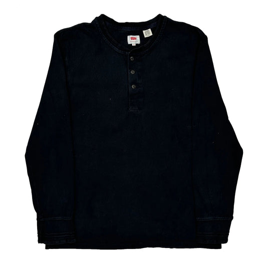 Levis Blank Henley Long Sleeve T-Shirt - XL Black Cotton