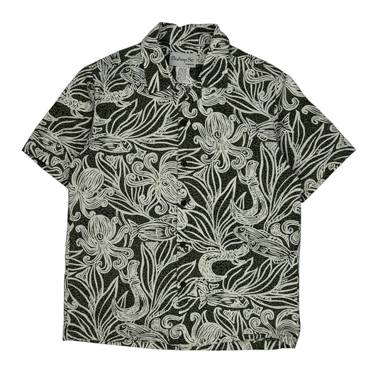Bishop St Floral Hawaiian Shirt - Small Black Cotton