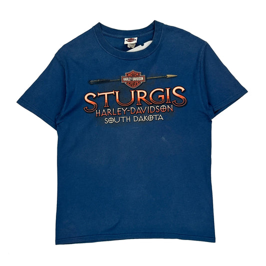 Sturgis Harley Davidson Graphic T-Shirt - Medium Blue Cotton