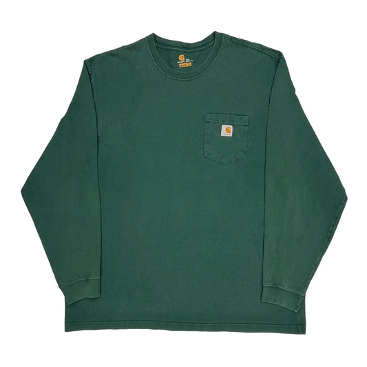 Carhartt Long Sleeve T-Shirt - 2XL Green Cotton