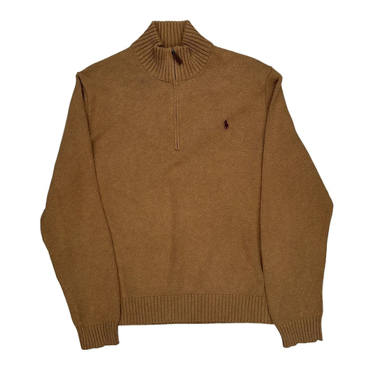 Polo By Ralph Lauren 1/4 Zip - XL Brown Wool
