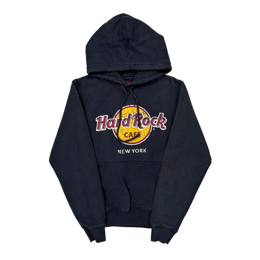 Vintage New York Hard Rock Cafe Graphic Hoodie - Small Navy Cotton Blend