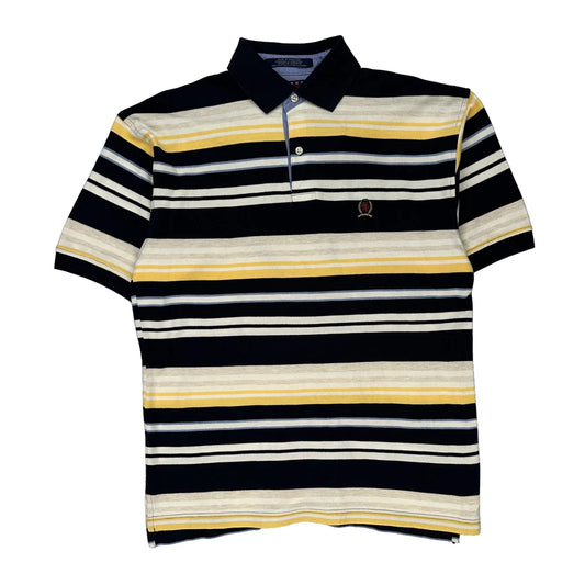 Tommy Hilfiger Striped Polo Shirt - Medium Multicoloured Cotton