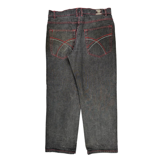 Noiz Contrast Stitch Baggy Jeans - 36W 30L Grey Cotton