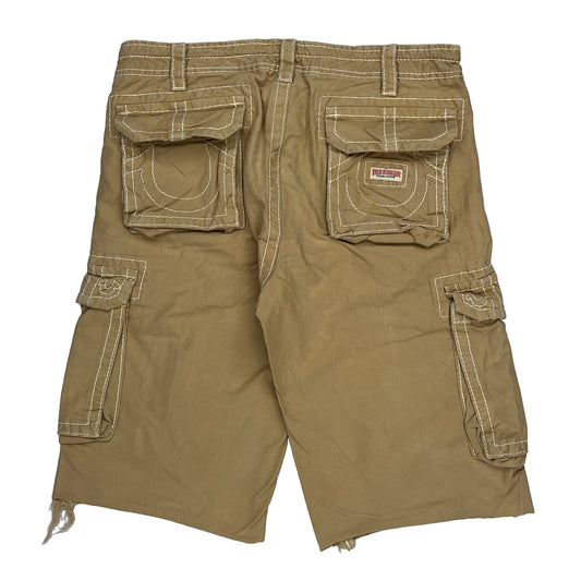True Religion Cargo Cargo Shorts - 35W 11L Khaki Cotton