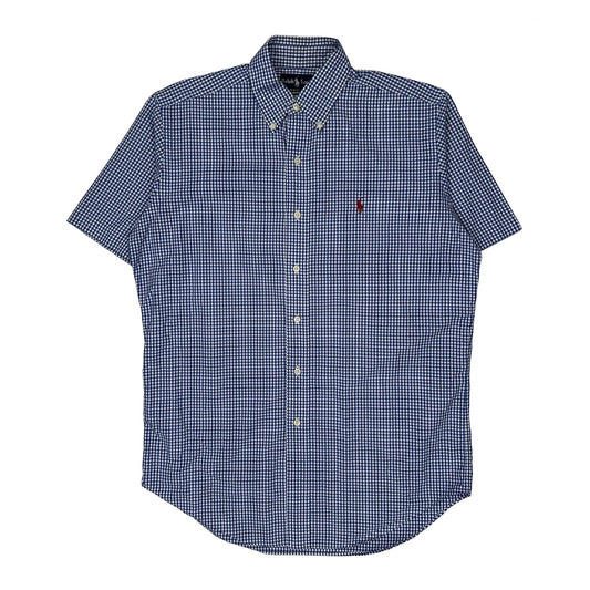 Classic Fit Ralph Lauren Checked Short Sleeve Shirt - Small Blue Cotton