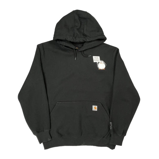Vintage Fat Penguin Snow & Ice Control Carhartt Hoodie - Large Black Cotton