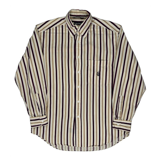 Nautica Striped Shirt - Medium Cream Cotton