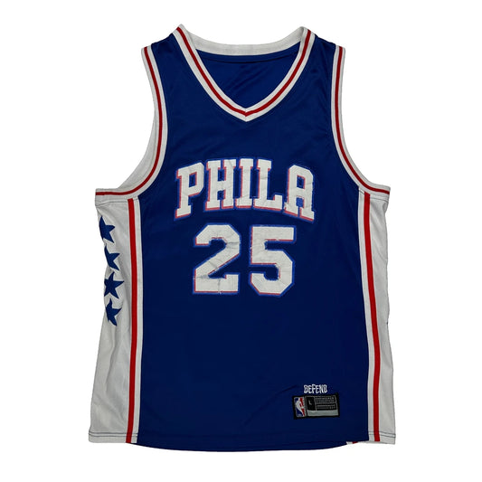 Vintage Philadelphia 76Ers Nba Simmons Jersey - Large Blue Polyester