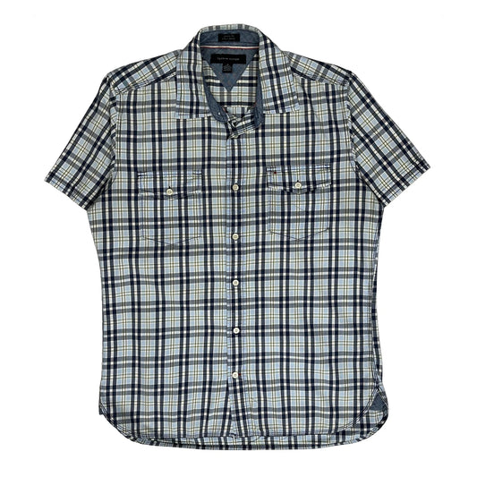 Vintage Tommy Hilfiger Checked Short Sleeve Shirt - Medium Blue Cotton