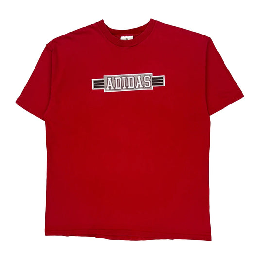 Adidas Spellout T-Shirt - Large Red Cotton