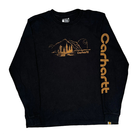 Mountain Graphic Carhartt Graphic Long Sleeve T-Shirt - Large Black Cotton