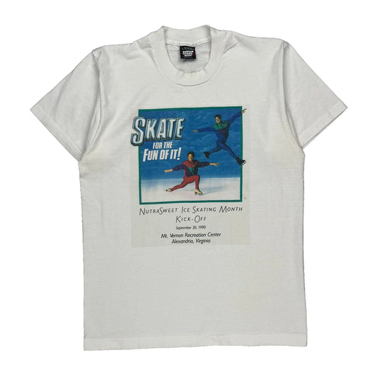 Nutrasweet Ice Skating Month Kick-Off Screen Stars Graphic T-Shirt - Large White Cotton Blend