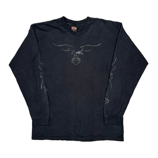 Harley Davidson Graphic Long Sleeve T-Shirt - XL Black Cotton