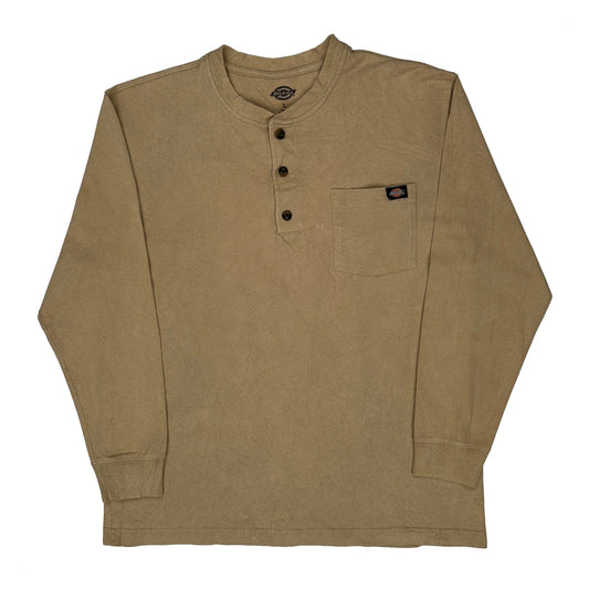 Dickies Long Sleeve T-Shirt - Large Beige Cotton