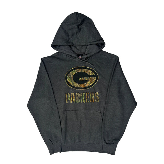 Green Bay Packers N.F.L. Team Apparel Graphic Hoodie - Medium Grey Cotton Blend
