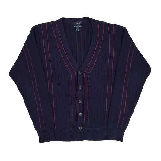 Gant Striped Cardigan - Large Navy Cotton